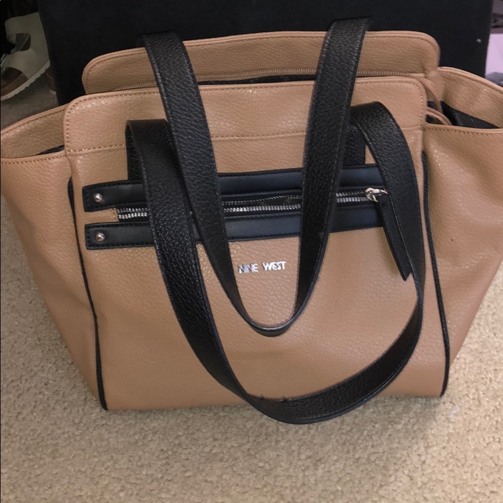 Nine West brown and black leather hand bag